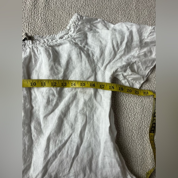 TERZO MILLENNIO WHITE OFF THE SHOULDER LINEN BLOUSE SIZE LARGE SUSTAINABLE - Picture 9 of 9